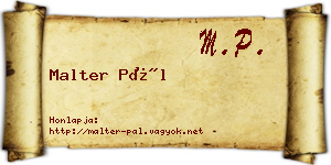 Malter Pál névjegykártya